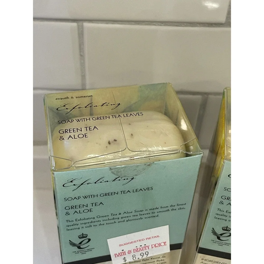 Asquith & Somerset Exfoliating Bar Soap‎ Green Tea & Aloe 12 oz Lot of 2 New